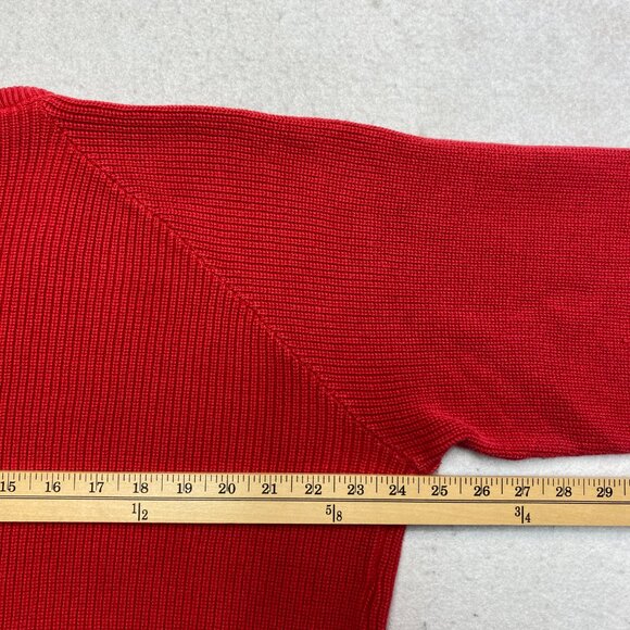 VINTAGE Lord Jeff Sweatshirt Mens XL Red Knit V-Neck Cotton 90s Pullover - Picture 10 of 13